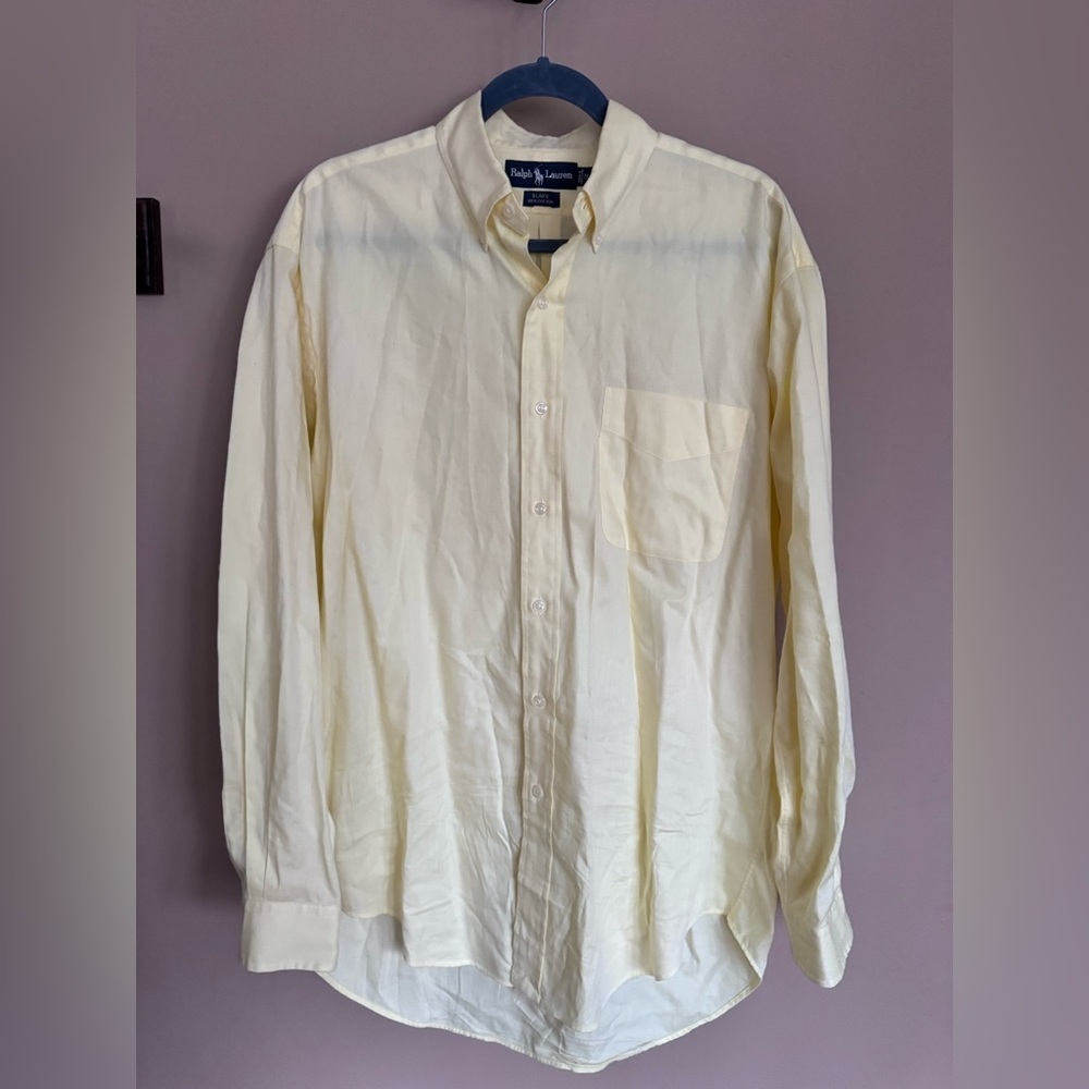 Ralph Lauren Blue Label Yellow Blake Cotton Button Down Shirt - Medium